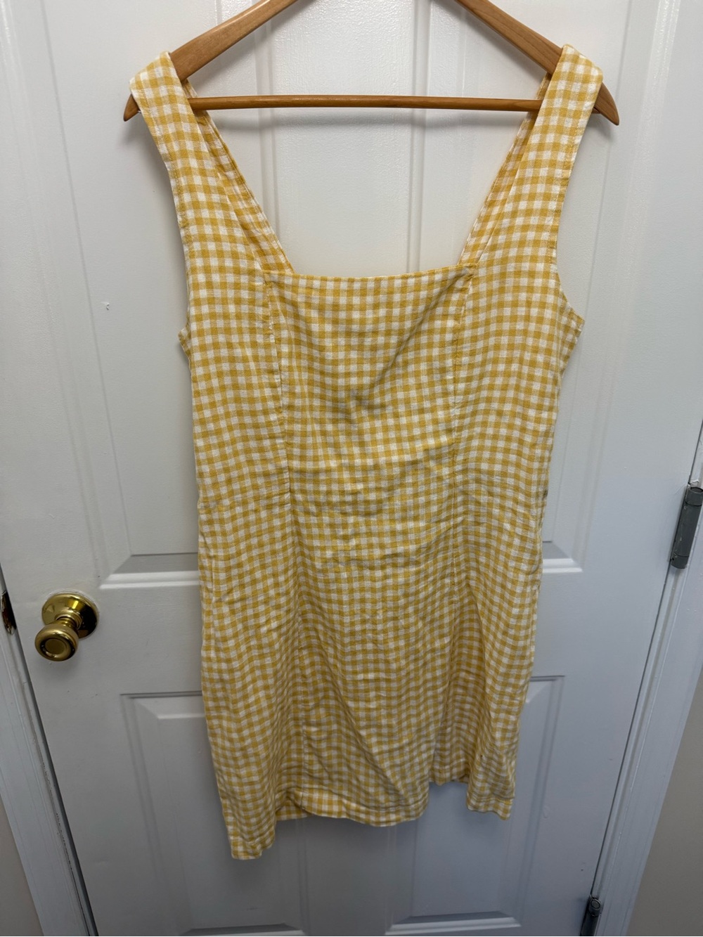 Old Navy Butter Yellow Gingham Short Dress Size Medium Summer Feminine